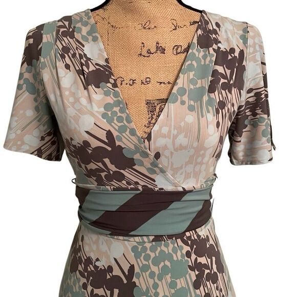 BCBG MaxAzria Gray Blue Faux Wrap Dress - Size 00 - Picture 2 of 10